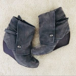 Blowfish Suede Wedge Booties, Size 7